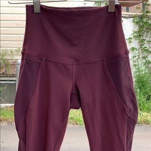 Burgundy Mesh Lulu Lemon Leggings